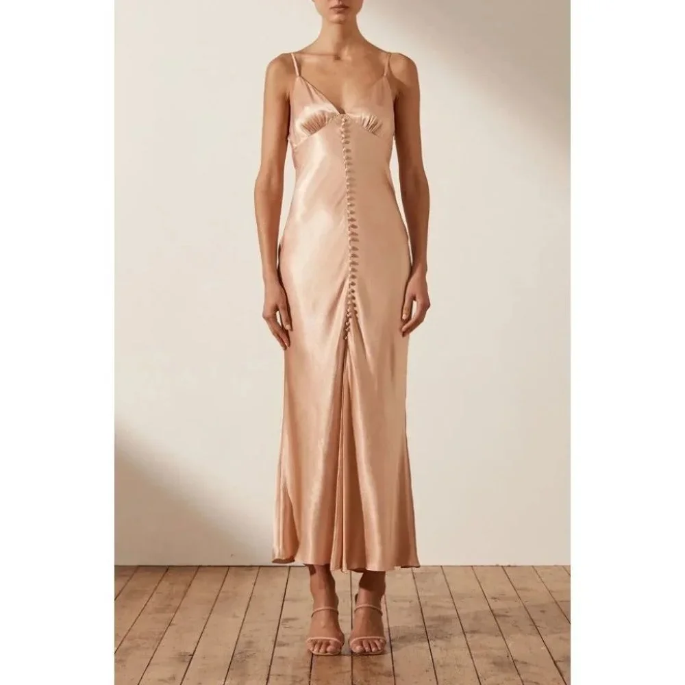 Shona Joy BNWT La Lune Bias Cut Slip Dress Women's Size 12 Desert Rose - Picture 1 of 11